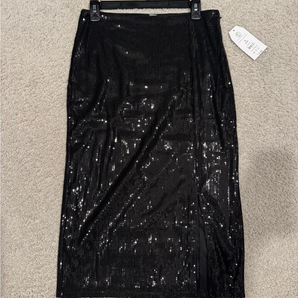 Time and Tru Black Sequin Pencil Skirt